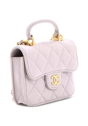 CHANEL Pre-Owned Top Handle Flap Coin Purse with Chain Quilted Lambskin crossbody bag - Grey