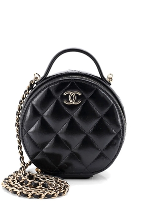 CHANEL Pre-Owned Handle with Care Round Vanity Case with Chain Quilted Lambskin Small crossbody bag - Black
