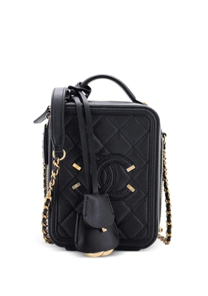 CHANEL Pre-Owned Filigree Vertical Vanity Case Quilted Caviar crossbody bag - Black