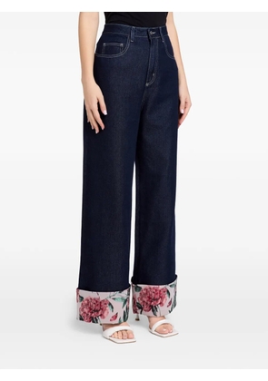 Marques'Almeida floral-cuff jeans - Blue
