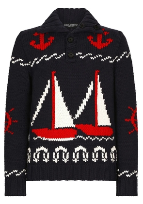 Dolce & Gabbana patterned intarsia-knit cotton jumper - Black