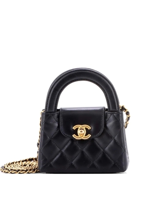 CHANEL Pre-Owned Kelly Top Handle Shopping Bag Quilted Shiny Aged Calfskin Nano crossbody bag - Black