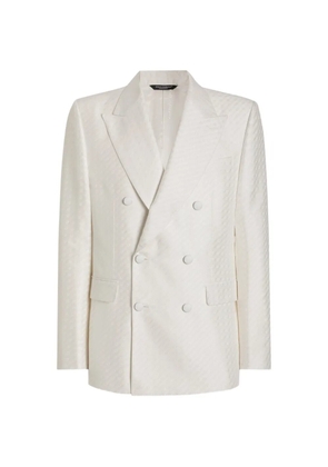 Dolce & Gabbana double-breasted Sicilia light jacquard jacket with micro pattern - White