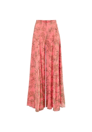 Carolina Herrera olive branch-print extra-wide leg Iris pants - Orange