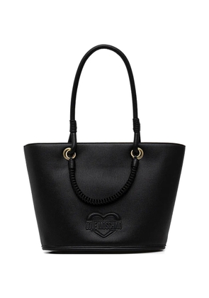 Love Moschino braided-handle heart-detail tote bag - Black