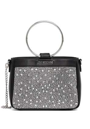 Love Moschino rhinestone ring-handle tote bag - Black
