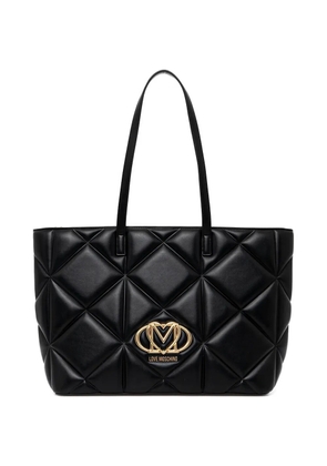 Love Moschino quilted logo-plaque tote bag - Black