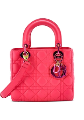 Christian Dior Pre-Owned Lady Dior Bag Cannage Quilt Lambskin with Rainbow Hardware Small satchel - Pink