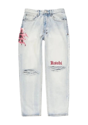 Ksubi floral-embroidered distressed jeans - Blue