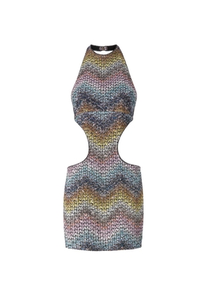 Missoni cut-out knitted mini dress - Blue