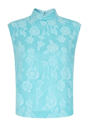 Shanghai Tang floral-jacquard top - Blue