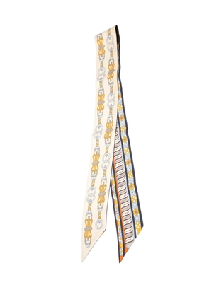 Hermès Pre-Owned 2019-2026 Harnais En Rosace Silk Twilly Scarf scarves - White