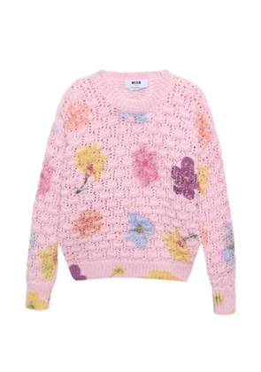 MSGM floral-embellishment sweater - Pink