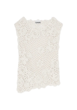 GANNI floral crochet top - Neutrals