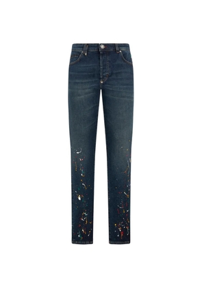 Philipp Plein straight-leg paint-detail jeans - Blue