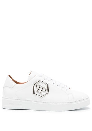 Philipp Plein logo-plaque leather sneakers - White