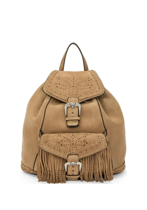 Ermanno Scervino fringes perforations suede backpack - Neutrals