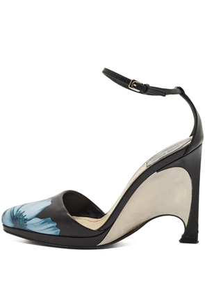 Christian Dior Pre-Owned Optique floral-print wedge pumps - Black