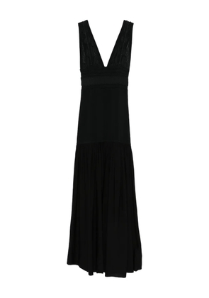 SANDRO V-neck knitted maxi dress - Black