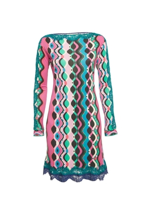 PUCCI Pre-Owned printed lace-trim midi dress - Pink