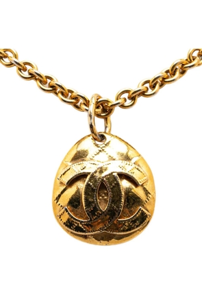 CHANEL Pre-Owned 1994 Gold Plated CC Round Pendant costume necklace
