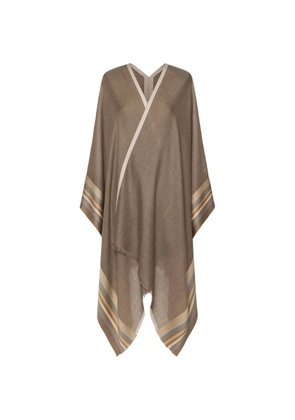 ALONPI stripe-detail cape - Brown