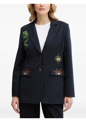 NEVER FULLY DRESSED Taylor striped embroidered blazer - Blue