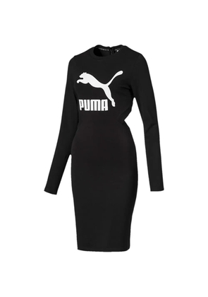 PUMA logo-print long-sleeve midi dress - Black