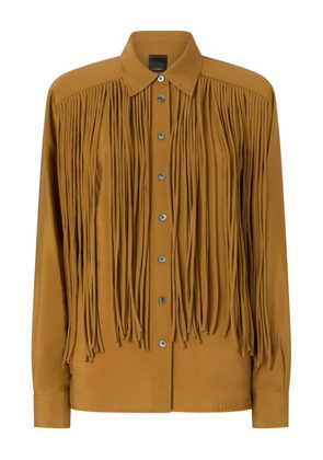 PINKO fringed-details long-sleeve shirt - Brown