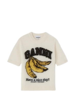 GANNI graphic-print T-shirt - Neutrals