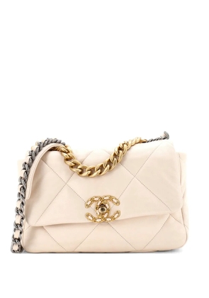 CHANEL Pre-Owned 19 Flap Bag Quilted Leather Medium crossbody bag - Neutrals