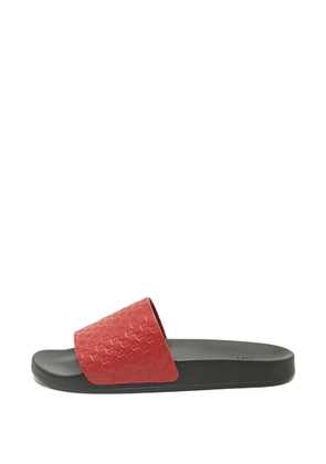Balmain Pre-Owned monogram leather slides - Red