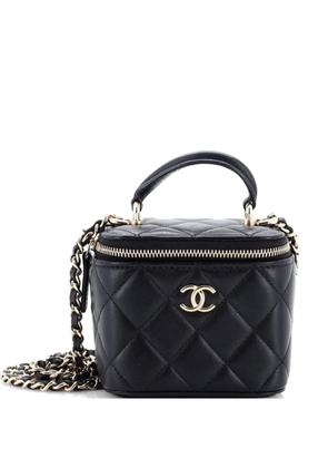 CHANEL Pre-Owned Classic Top Handle Vanity Case with Chain Quilted Lambskin Mini crossbody bag - Black