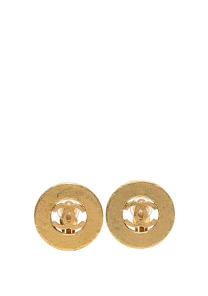 CHANEL Pre-Owned 1994 Gold Plated CC Round Clip on Earrings costume earrings