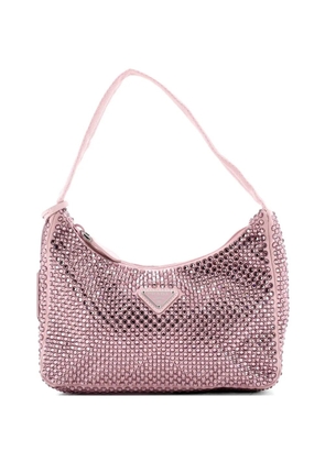 Prada Pre-Owned Re-Edition 2000 Crystal Embellished Satin Mini hobo bag - Pink