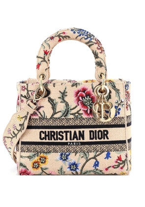 Christian Dior Pre-Owned Lady D-Lite Bag Embroidered Raffia Medium satchel - Neutrals