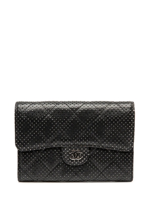 CHANEL Pre-Owned 2006-2008 Perforated Quilted Lambskin Flap Wallet small wallets - Black