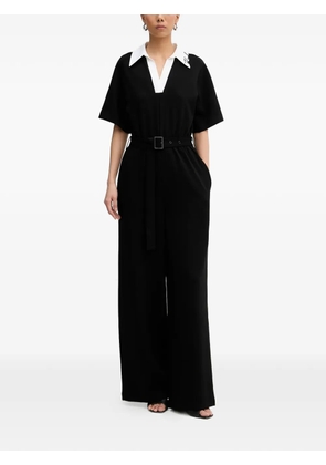Karl Lagerfeld collared belted jumpsuit - Black