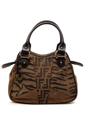 Fendi Pre-Owned 2000-2010 Zucca Zebra Print Canvas handbag - Brown