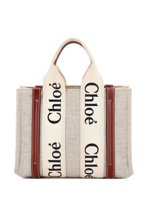 Chloé Pre-Owned Woody Canvas with Leather Small tote bag - Neutrals