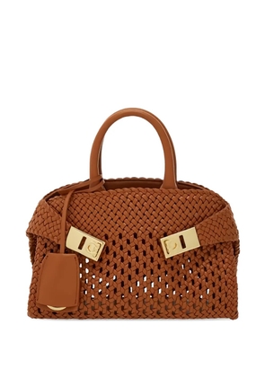 Ferragamo XS woven hug tote bag - Brown