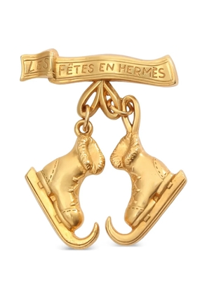 Hermès Pre-Owned 2010s skate motif brooch - Gold