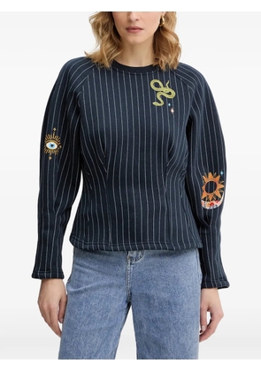 NEVER FULLY DRESSED Barrel striped embellished sweatshirt - Blue