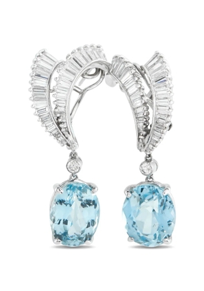 LB Exclusive diamond and aquamarine drop earrings - Silver