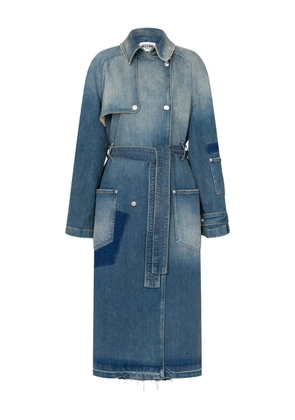 MOSCHINO JEANS belted denim-patchwork trench coat - Blue