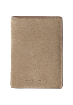 Brunello Cucinelli suede passport holder - Neutrals