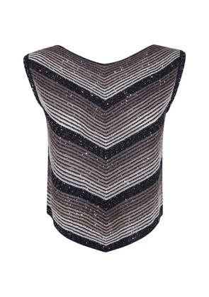D.Exterior stripe-pattern top - Black