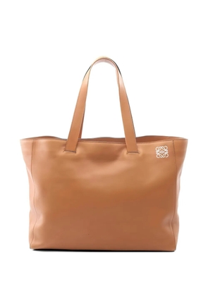 Loewe Pre-Owned 2000s large East West logo leather tote bag - Brown
