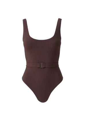 Melissa Odabash ribbed belt swimsuit - Brown