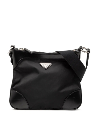 Prada Pre-Owned 2013-2025 Leather Trimmed Tessuto Zip Top crossbody bag - Black